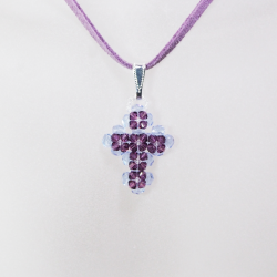 Pendant 40cm - Trina-Mauve Suedine - Pendant 40cm - Laiton argenté
